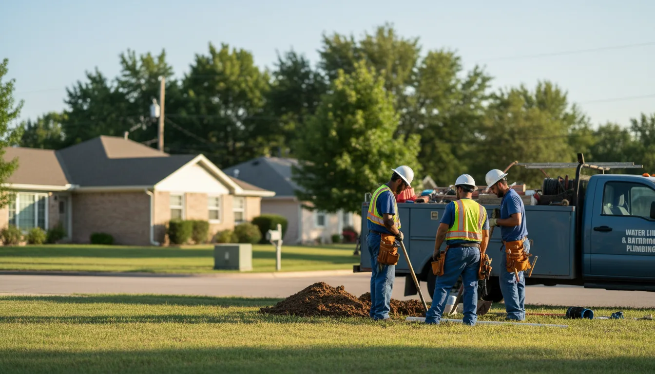 Residential water line and bathroom plumbing service in Brownell, KS